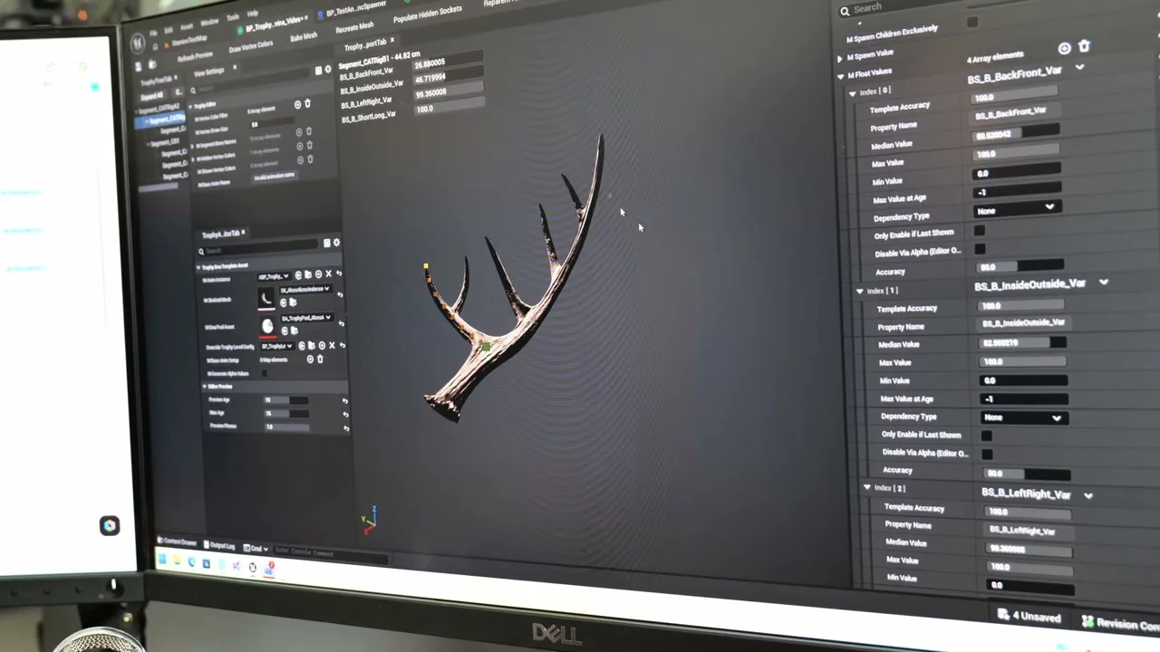 制作ツールに表示された枝分かれした角のモデル