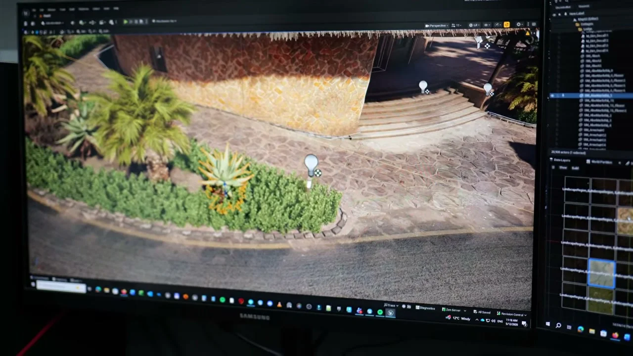 建物の入口と植生を配置したマップ制作画面